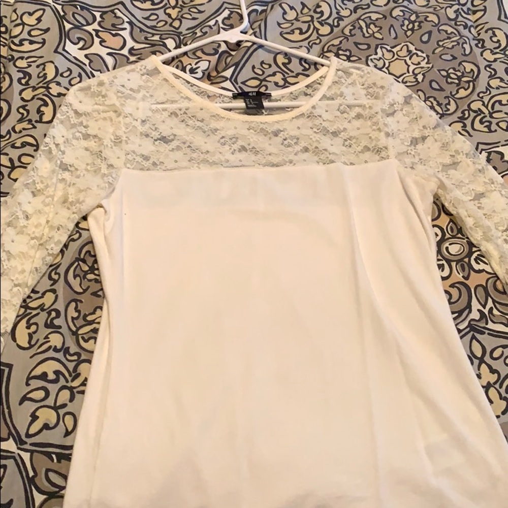 Off white lace/stretch shirt.